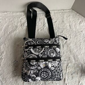LeSportsac Flower Black/White Crossbody Bag